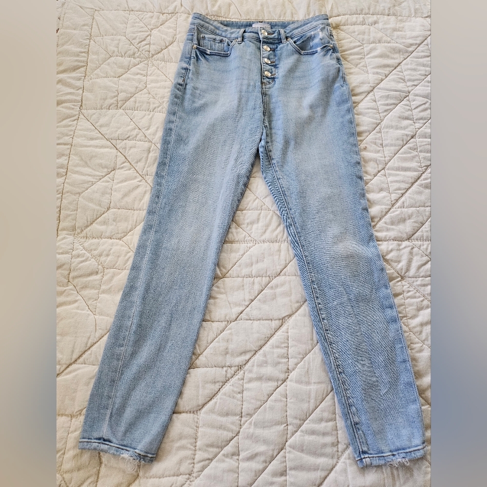 LOFT 4 Button Distressed Skinny Jeans-  Size 28